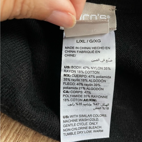 Chico's Black Poncho Sweater Fringe Trim Cowl Neck Size Large/XL - Picture 4 of 4